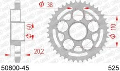 AFAM Tandwiel Achterzijde Staal 45T - 525