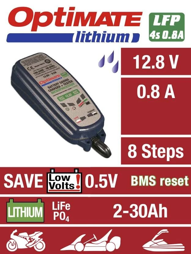 Tecmate Optimate Lithium 0.8A Acculader 4 Tecmate Optimate Lithium 0.8A Acculader - Afbeelding 2